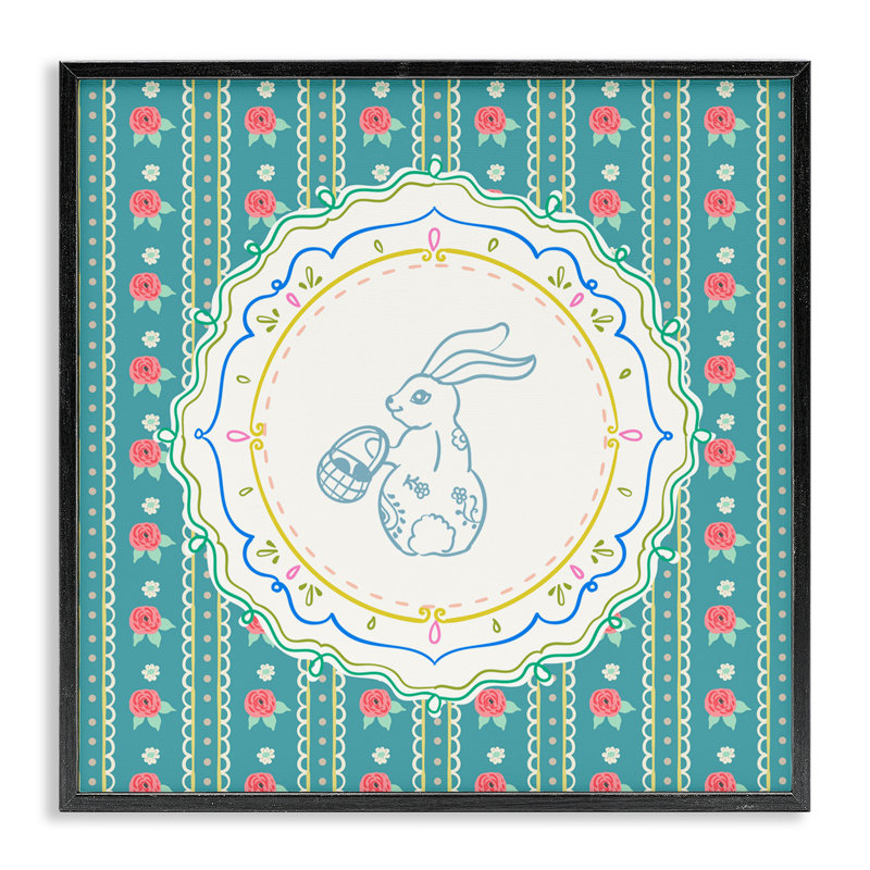 Giclée encadrée de fleurs et de rayures, conception par Angela Steahling, H 12 po x l 12 po, Giclée encadrée noir minuit