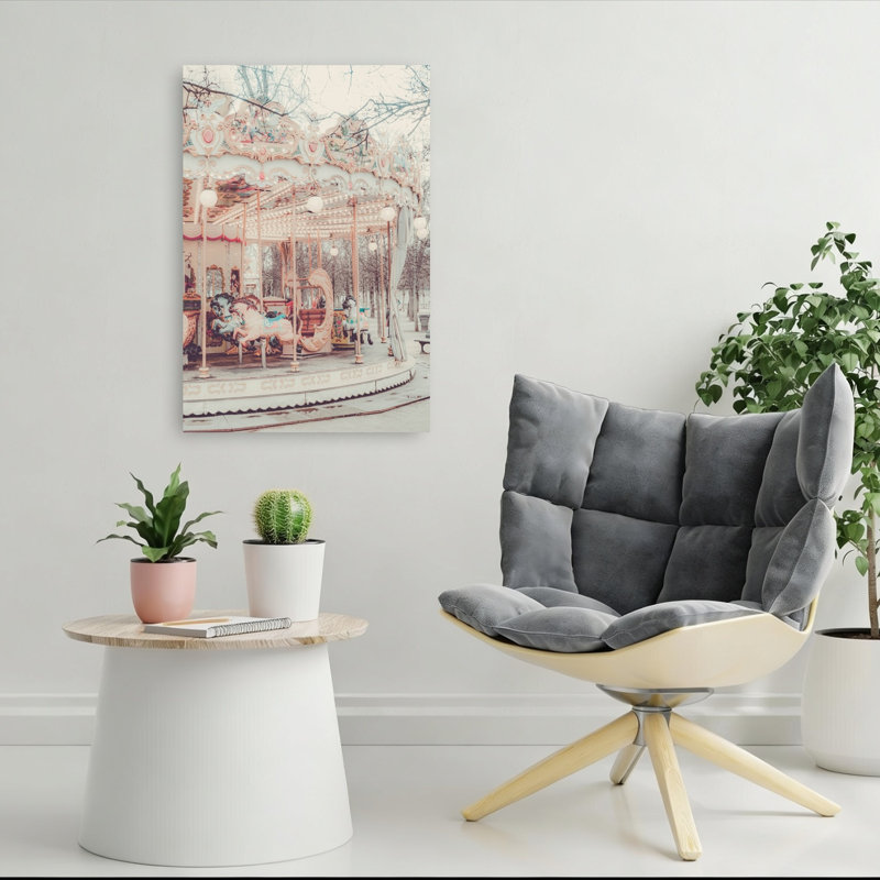 Affiche murale représentant un carrousel parisien onirique et une architecture fantaisiste