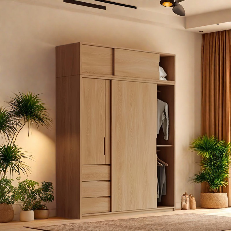 Modern Simple Push Pull Closet, 98.43" H x 62.99" W x 23.62" D