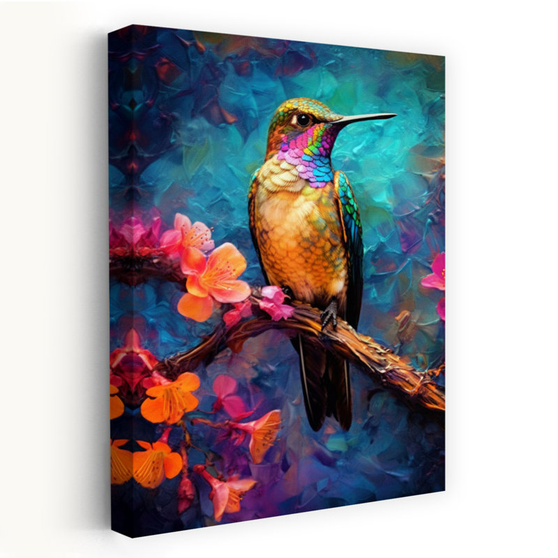 Colibri vibrant, impression d'art abstrait abstrait, H 24 po x l 16 po
