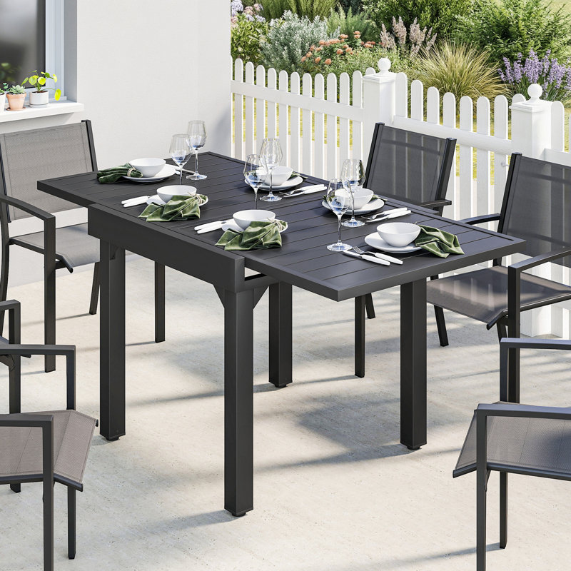 Outsunny Extending Garden Table, for 4-6 People, Outdoor, 80/160 cm Black