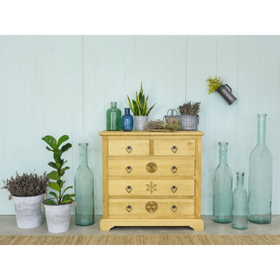 Orosco Solid Wood 90cm W 5 - Drawer Chest of Drawers