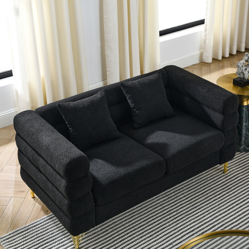 Canapé modulaire 2 places pour le salon - Tissu et coussins, note confortable de 60 pouces Nuance