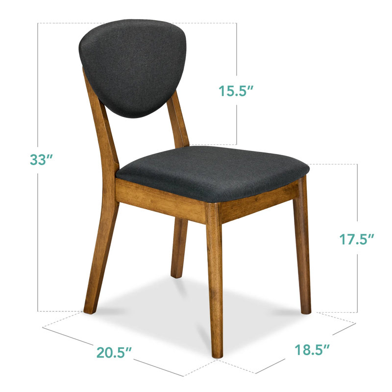 2-Piece Dining Chair, Charcoal, Walnut