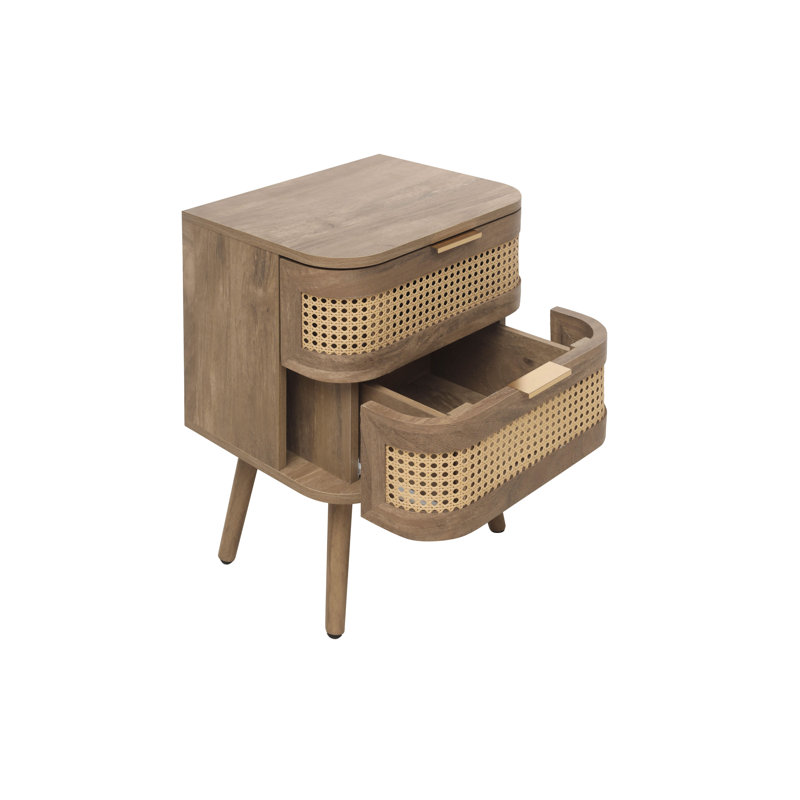 Almuth 45cm W Manufactured Wood Bedside Table, Oak