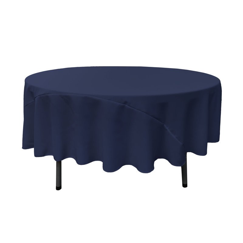 Fisher Solid Color Round Tablecloth, Navy, 90" Round