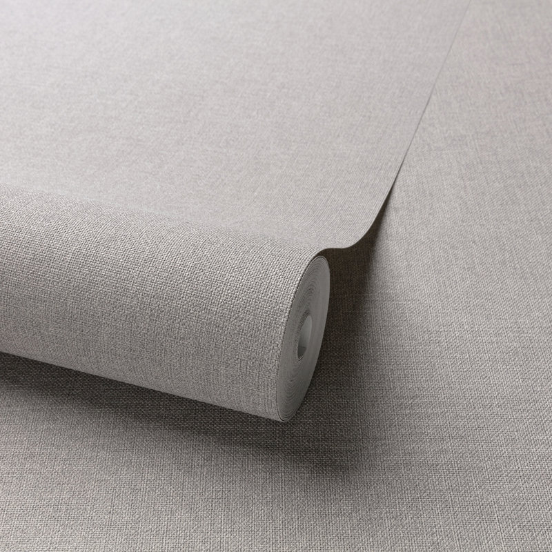 Textured Plain Wallpaper Roll, Gray