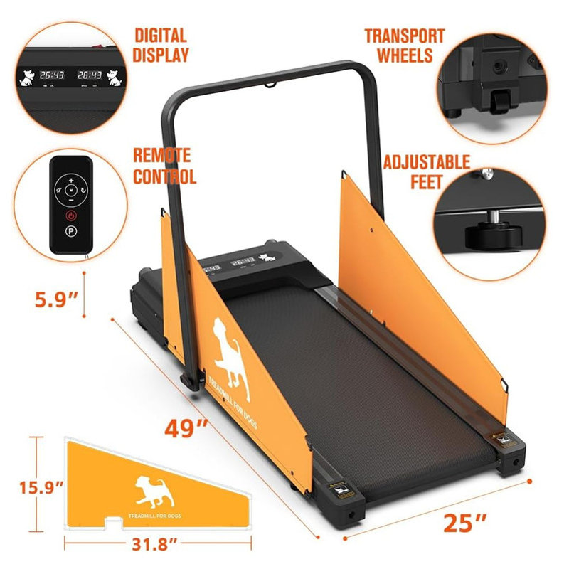 Tapis roulant pour chien pour petits chiens, broyeur à lattes pour animal de compagnie d'intérieur pour rester actif et en forme avec des programmes à distance et pré-réglés - capacité de 220 lb à faible bruit pour les petits chiens de taille moye