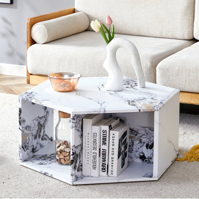 Table basse hexagonale avec espace de rangement