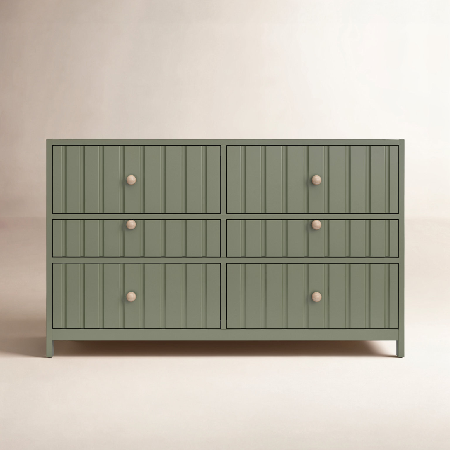 Teddi 6 Drawer Double Dresser, Olive