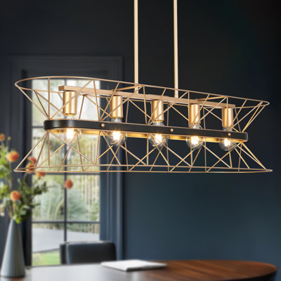  Luminaire suspendu linéaire surdimensionné à 5 lumières 39 po pour îlot de cuisine moderne à intensité variable
