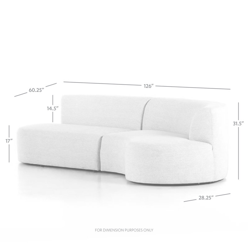Opal 126" Wide Outdoor Curved Patio Sectional with Cushions, Faye Sand, Symmetrical