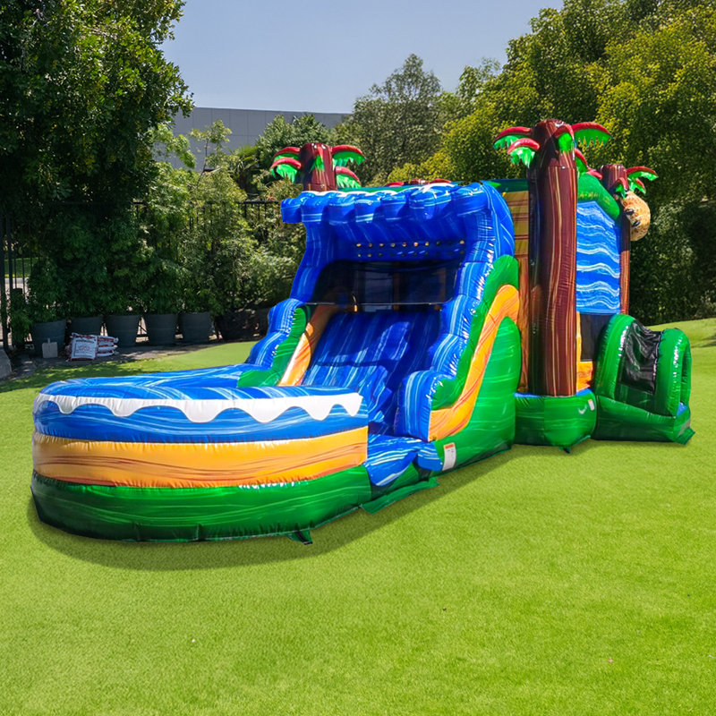 Jeu gonflable et glissade d'eau avec piscine Splash Jaguar de qualité commerciale JumpOrange