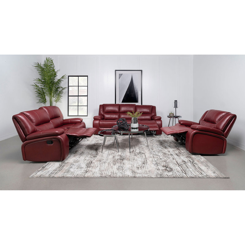 Ensemble de canapé inclinable 3 pièces Elodie, Rouge