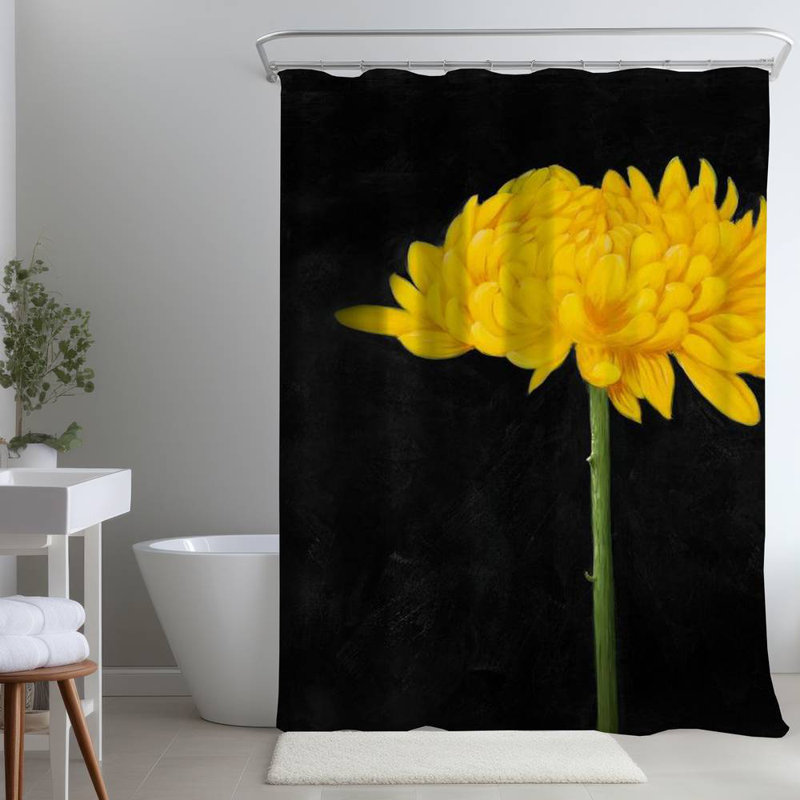 Floral – Polyester Shower Curtain, Dye Sublimation Print, 71" W × 74" L