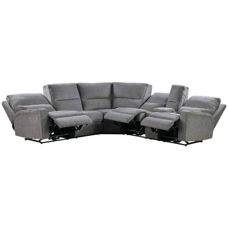 Adore Upholstered Reclining L-Shaped Sectional Symmetrical, Gray 100% Polyester