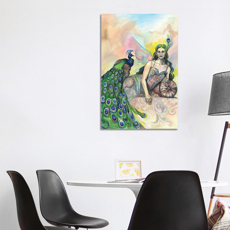 The Lady Of The Peacocks by Fanitsa Petrou - Wrapped Canvas Print, 101.6 cm H x 66.04 cm W x 3.175 cm D