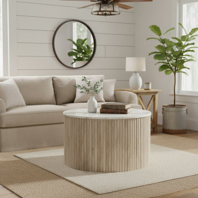 Marble and Mango Wood Coffee Table