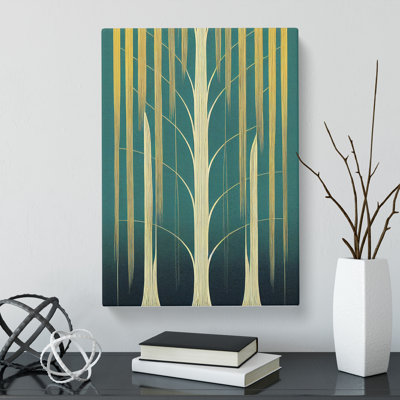 CAN-V0523-2845X Weeping Willow Tree Art Deco 1 Piece Wrapped Canvas Wall Art
