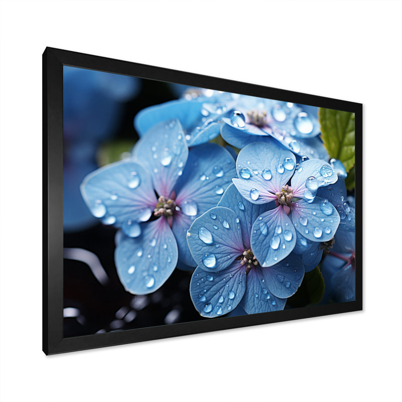 Attif fleurs sérénade en bleu - imprimé, H 12 po x l 20 po x P 1 po, Cadre simple noir