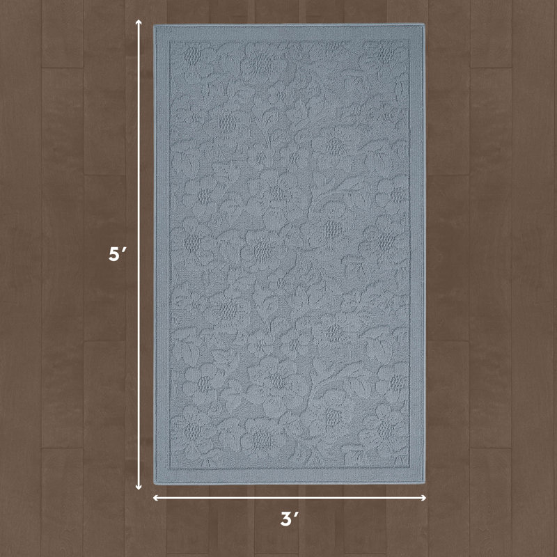 Laura Ashley Rosemoor Hi-Low Tufted Rugs, Blue, Rectangle 3' x 5'