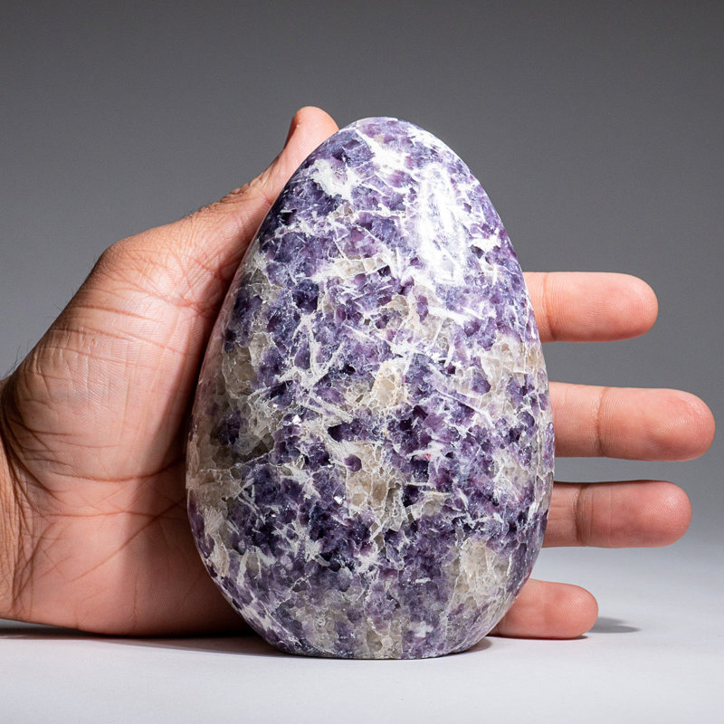 Genuine Polished Lepidolite Freeform (2.2 Lbs), 5" H x 3.5" W x 2" D, Purple/Beige
