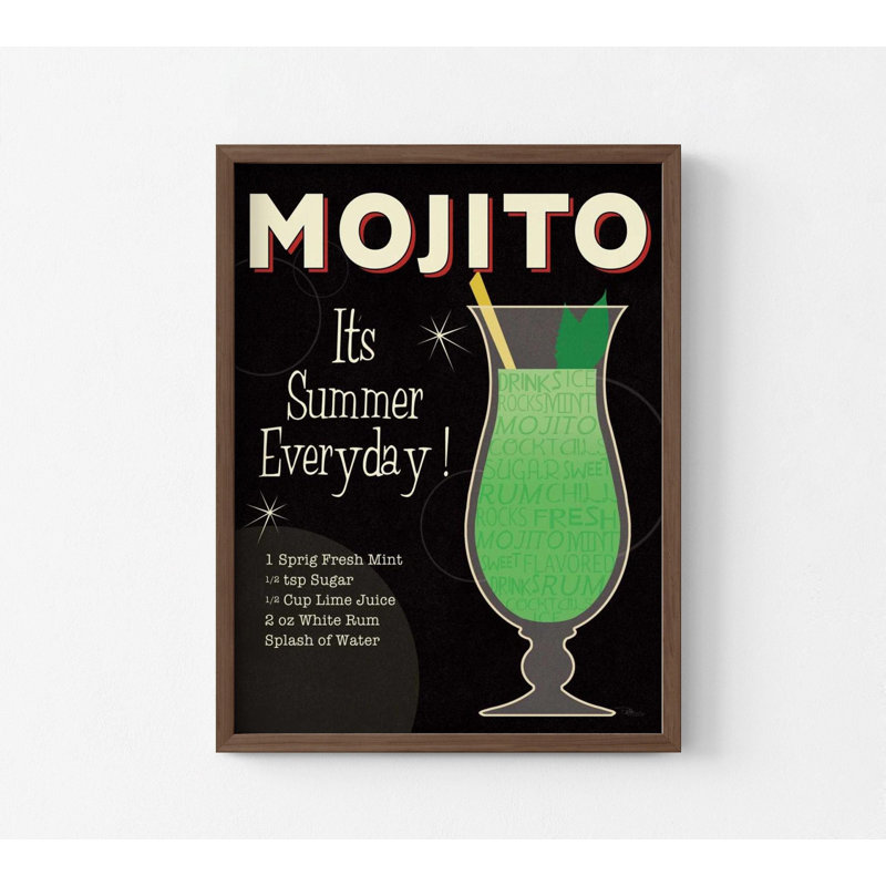 «Cocktail Hour IV» par Pela Studio, affiche de recette impression de mojito vert vif, impression d'art de signe Mojito, décoration murale Minibar, boisson forte