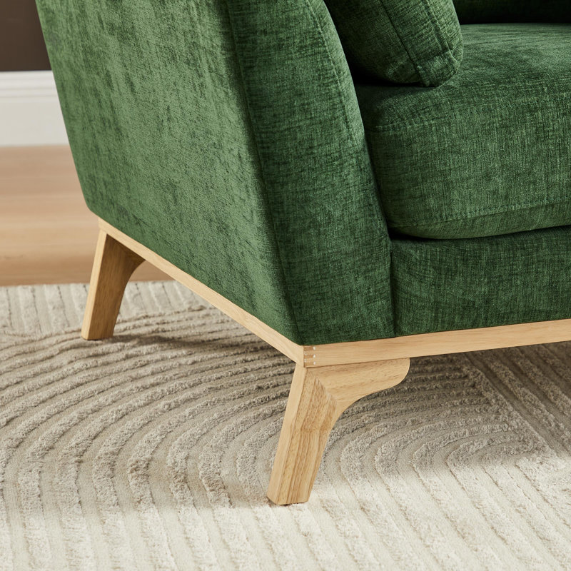 Upholstered Armchair (Set Of 2), Olive Green Chenille