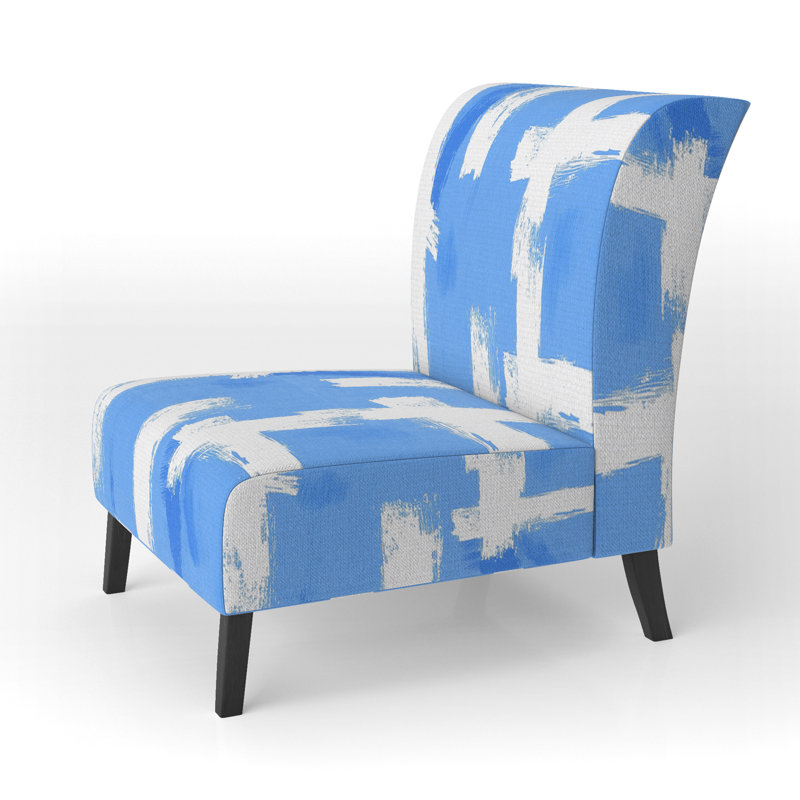 Fauteuil de chambre Crossing Paths II - Velours rembourré moderne, Turquoise / blanc