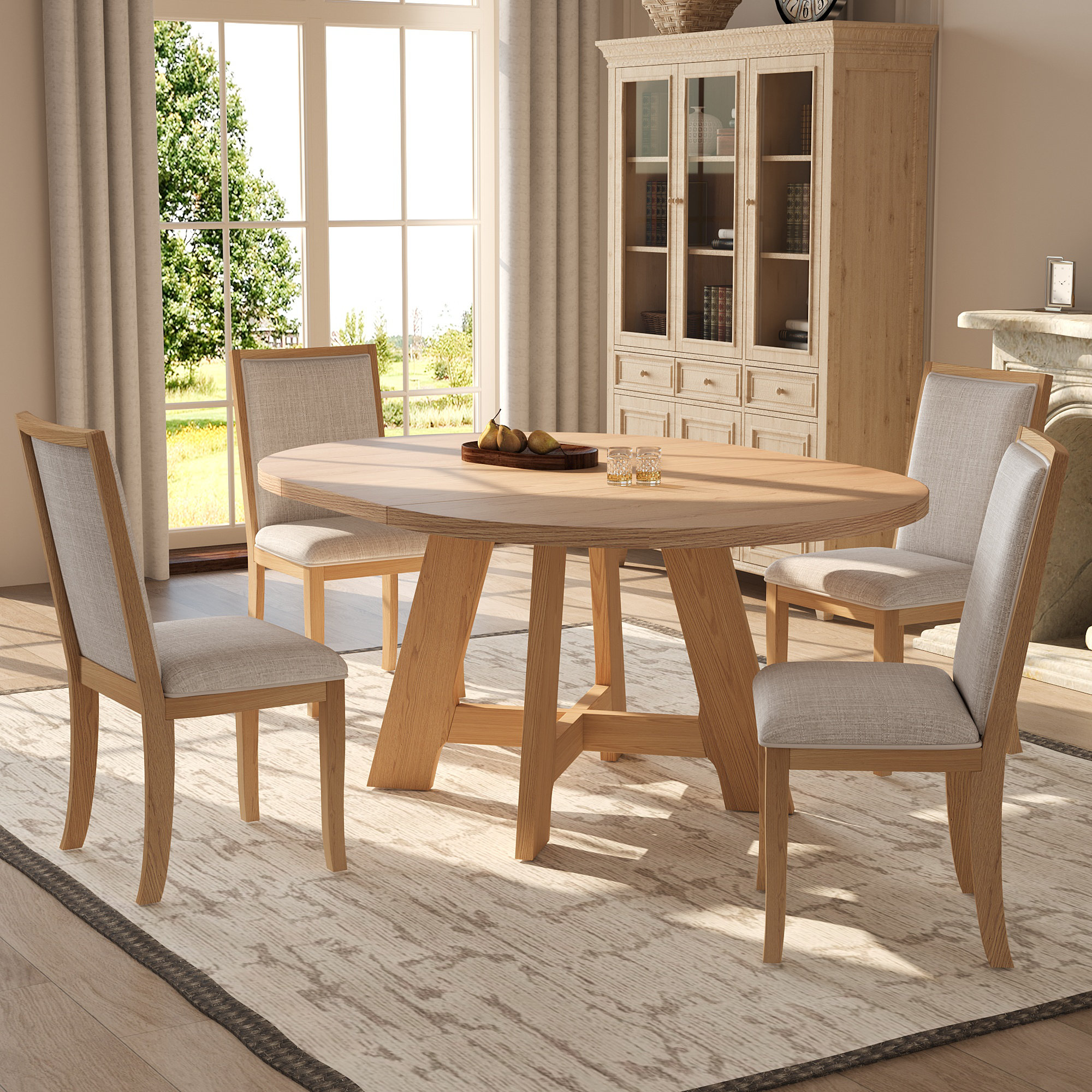 August Grove® 5 - Piece Extendable Dining Set, Round-To-Oval Expansion ...
