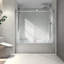 Grande porte de douche fixe et décalée en nickel brossé sans cadre avec brosses de 70 mm en acier inoxydable 304 avec fonction de fermeture en douceur réglable-120178834-120178837