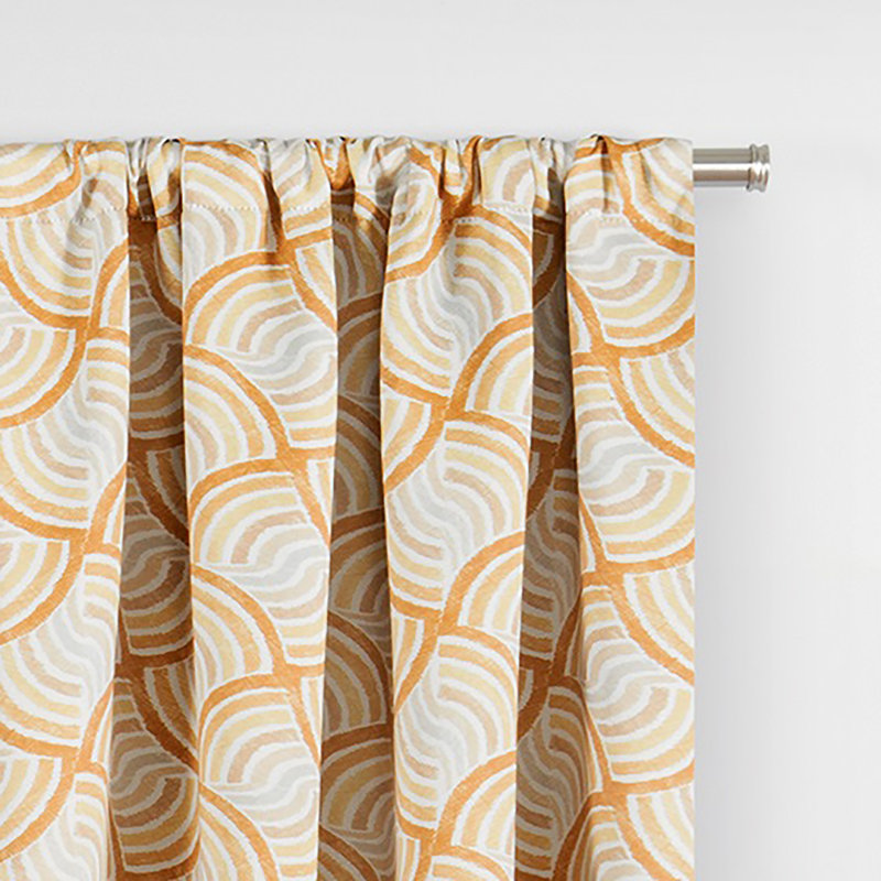 Teal Geometric Blackout Polyester Rod Pocket Curtain Panel