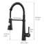 Robinet de cuisine contemporain noir mat avec douchette rétractable, cartouche en céramique, finition hydrofuge, réglage simple du débit, robinet d'installation sans effort,