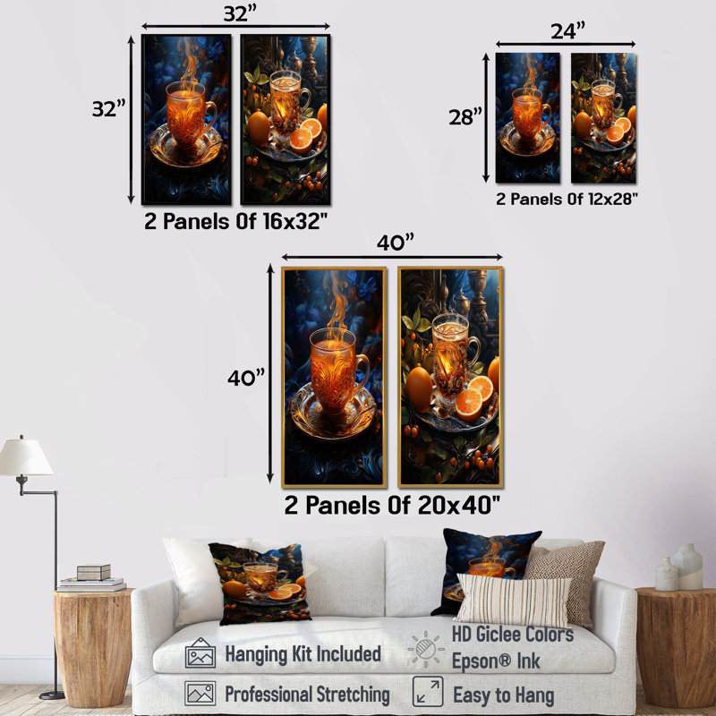 Turkish Coffee Twilight - ensemble d'art mural sur toile café, H 28 po x l 25 po, Toile tendue