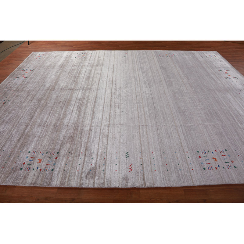 Tapis argenté gris Gabbeh 9 x 12 po
