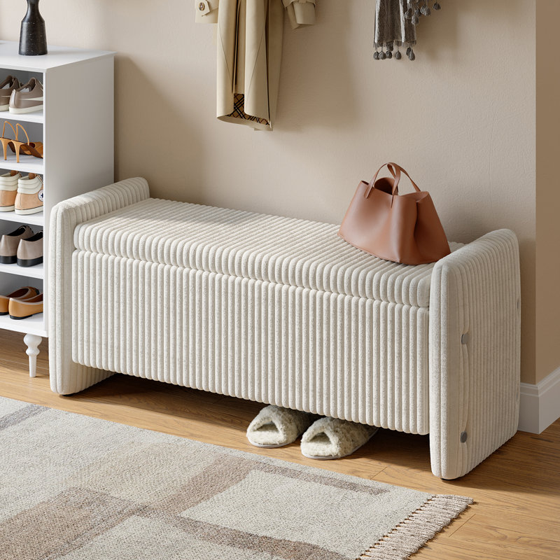 Zellers Upholstered Storage Bench for Entryway and Bedroom, White