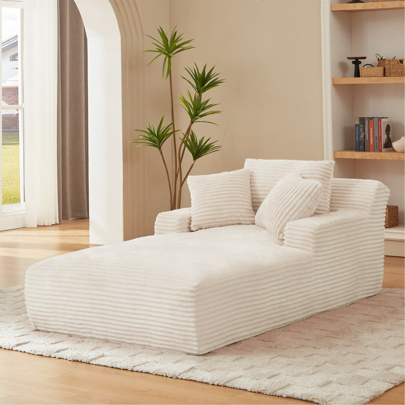 Très grande chaise longue d'intérieur, canapé rembourré en velours côtelé moderne, aucun assemblage requis, canapé-lit confortable pour le salon, le bureau