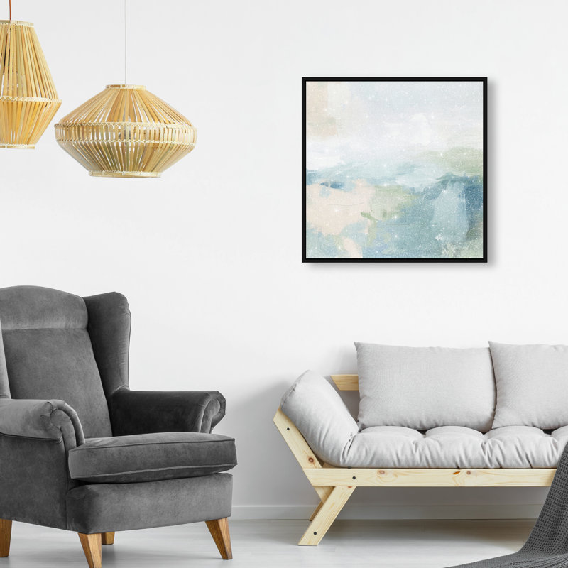 Turquoise Echoes I Canvas Abstract Print by Oliver Gal, Black Frame, 12 x 12, 21"H x 21"W, Black Frame