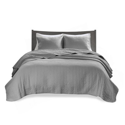 3 Piece Quilt Set Grey Full/Queen