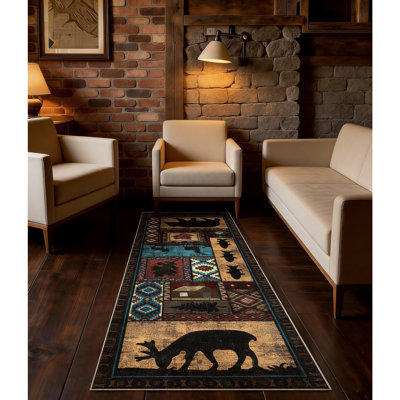 Tapis de couloir antidérapant à motif tribal rustique 2 x 6