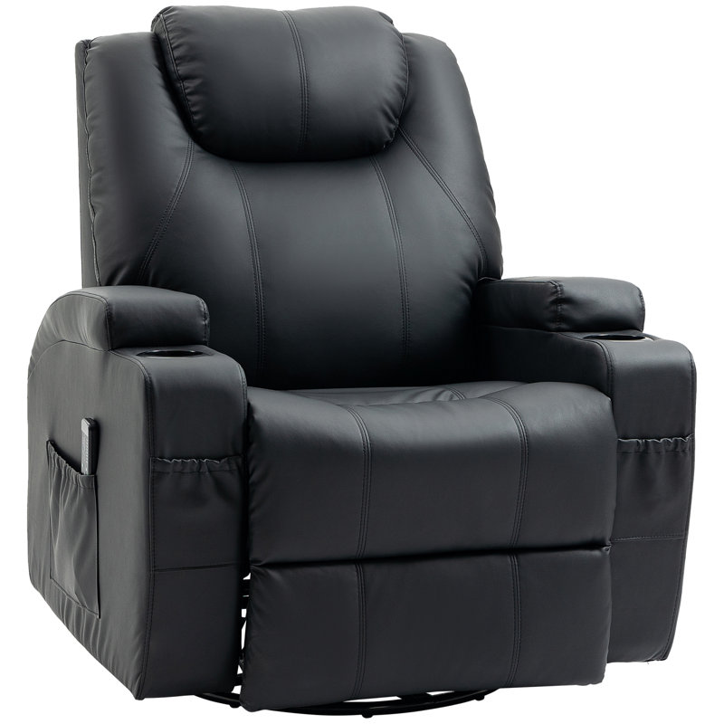 Fauteuil de massage en faux cuir, Similicuir noir