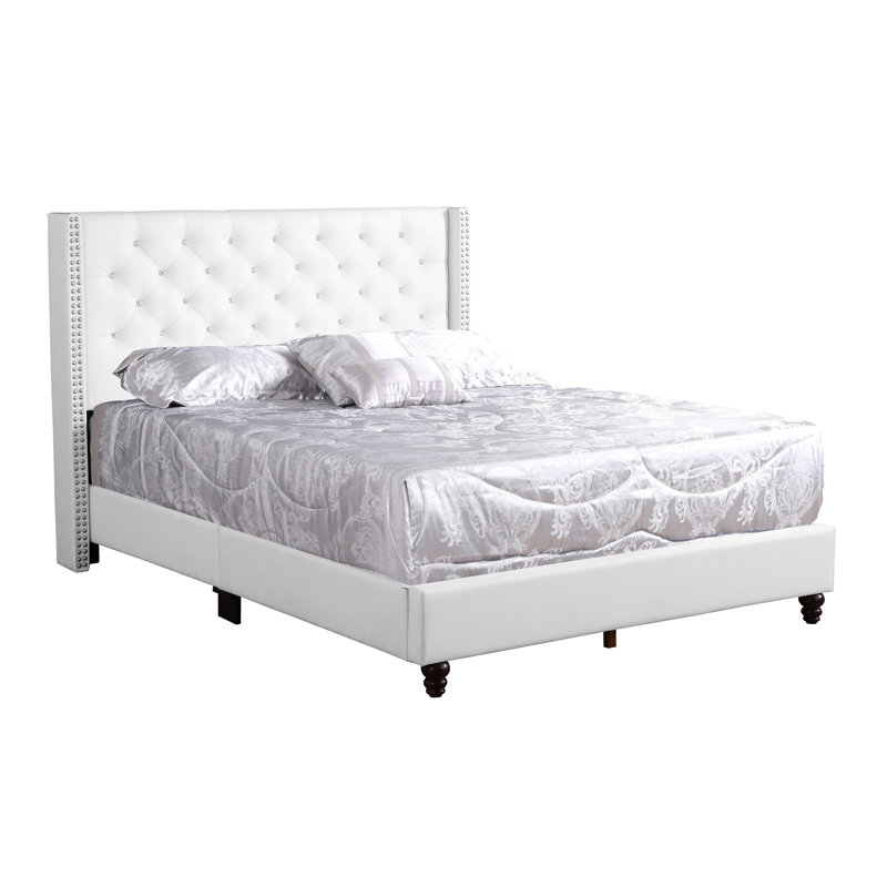 Julie Full Box Spring Bed, White, Full, White