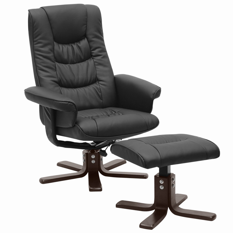 Laticia 79cm Wide Swivel Ergonomic Recliner, Black