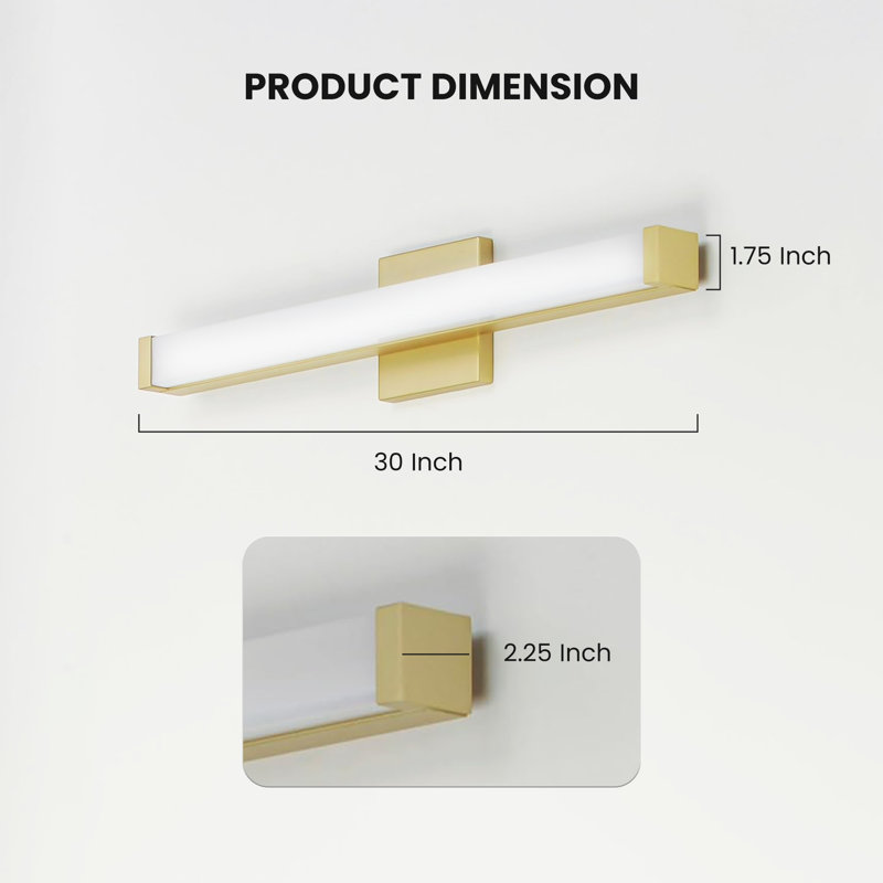 "Maxim 52004GLD: Superbe lumière de meuble-lavabo à DEL dorée de 30 pouces - Moderne, à intensité variable, parfaite pour la salle de bain!"