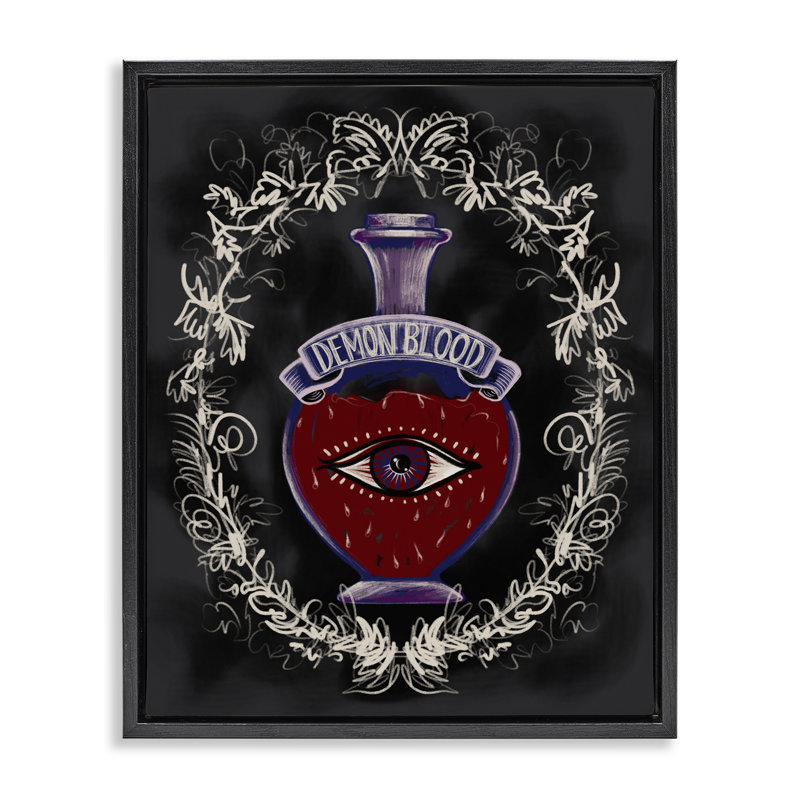 Cadre flottant Demon Blood Jar, design par Connie Summers, H 31 po x l 25 po, Cadre flottant noir de jais