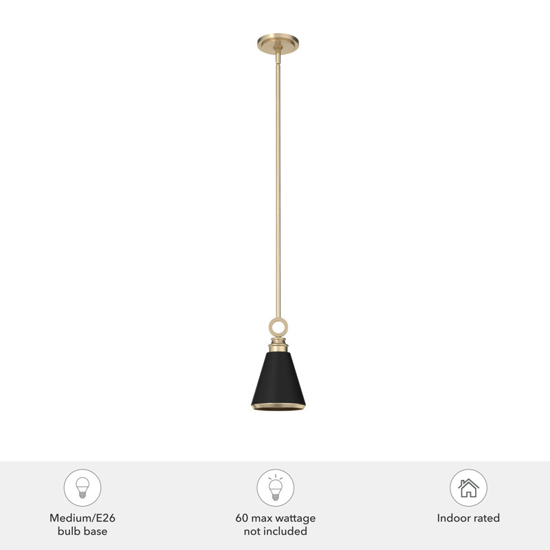 Alturas Gold 6" Matte Black Mini Pendant with LED Option