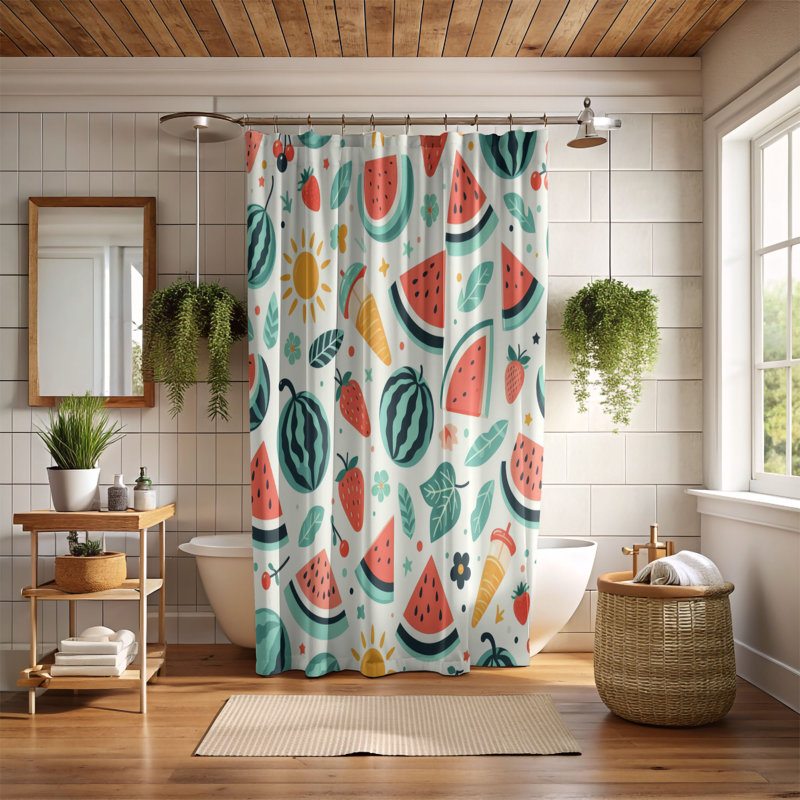 Rideau de douche standard 1 pièce Watermelon Delight, H 74 po x l 71 po