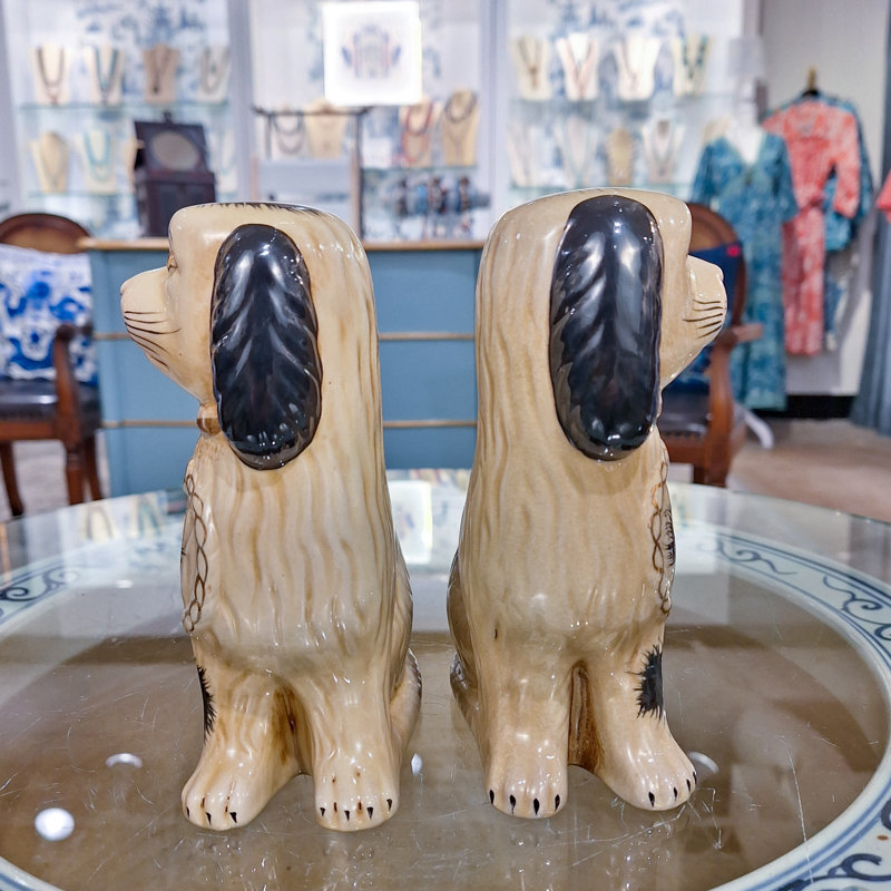 Staffordshire Style Black Dog Figurines Pair