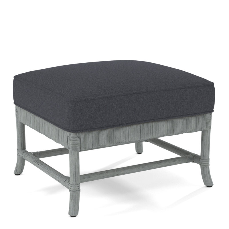 Lafayette Ottoman, Teal Jacquard; 0412-53, Antique Black