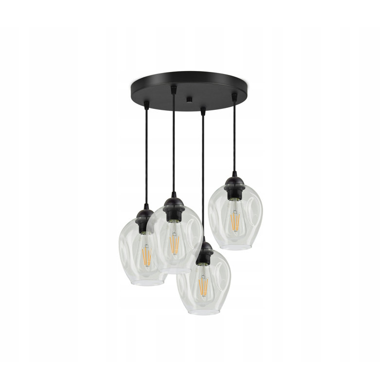 Thame 4 - Light Black Cluster Pendant, Transparent